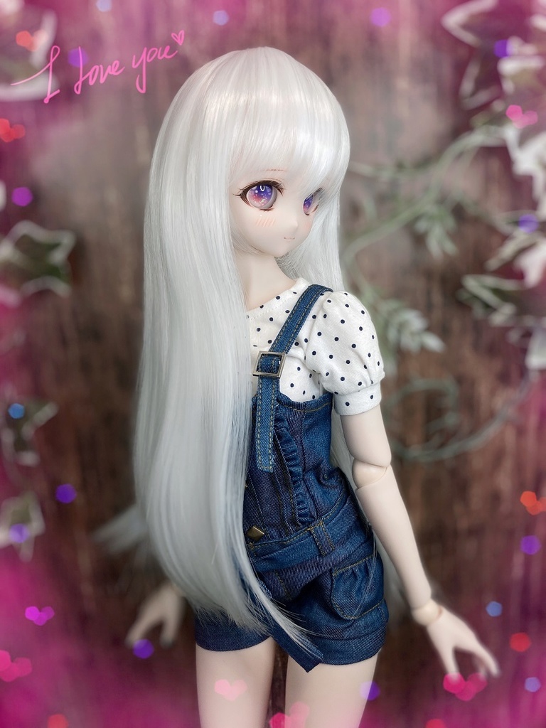 ドールウィッグ*ロングヘアー*ホワイト*9～9.5インチ