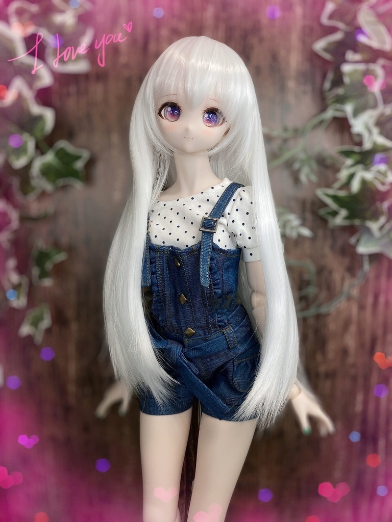 ドールウィッグ*ロングヘアー*ホワイト*9～9.5インチ