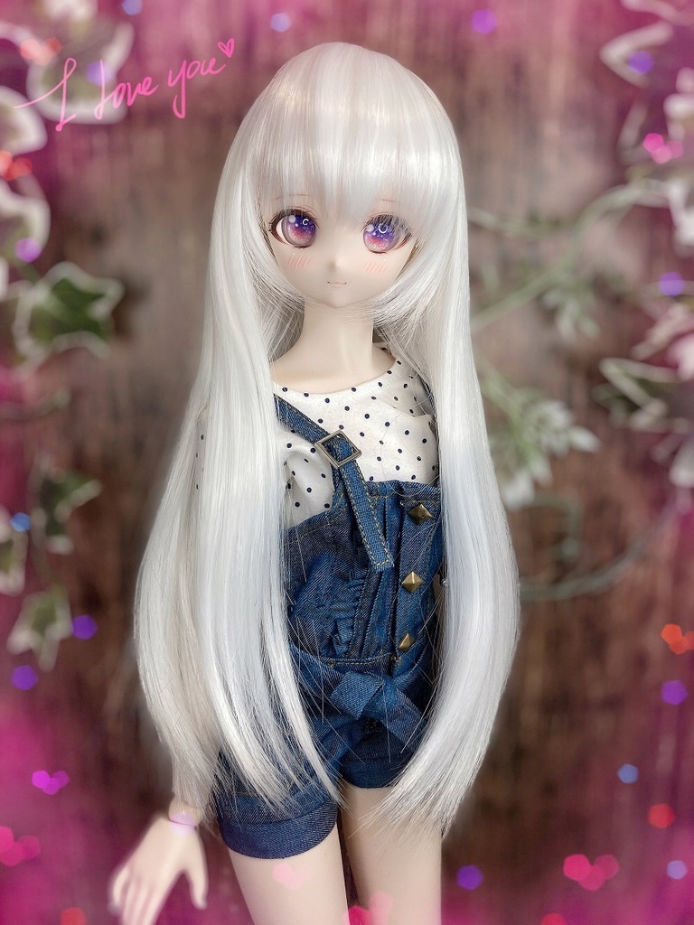 ドールウィッグ*ロングヘアー*ホワイト*9～9.5インチ