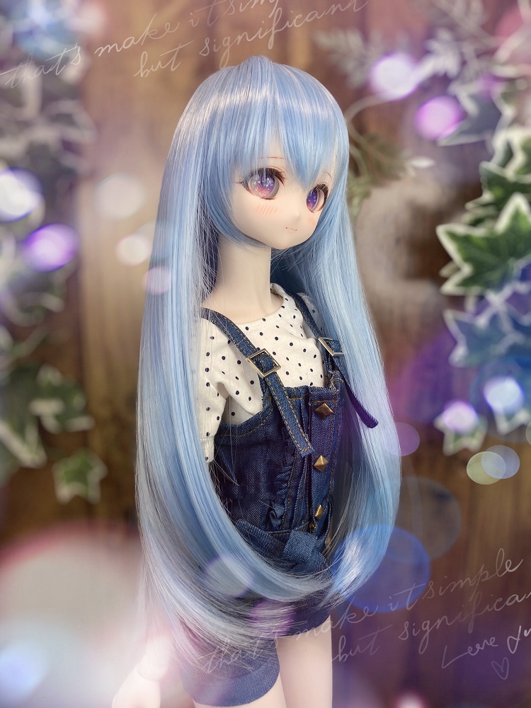 ドールウィッグ*ロングヘアー*スノーブルー*9～9.5インチ