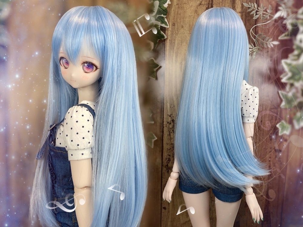 ドールウィッグ*ロングヘアー*スノーブルー*9～9.5インチ