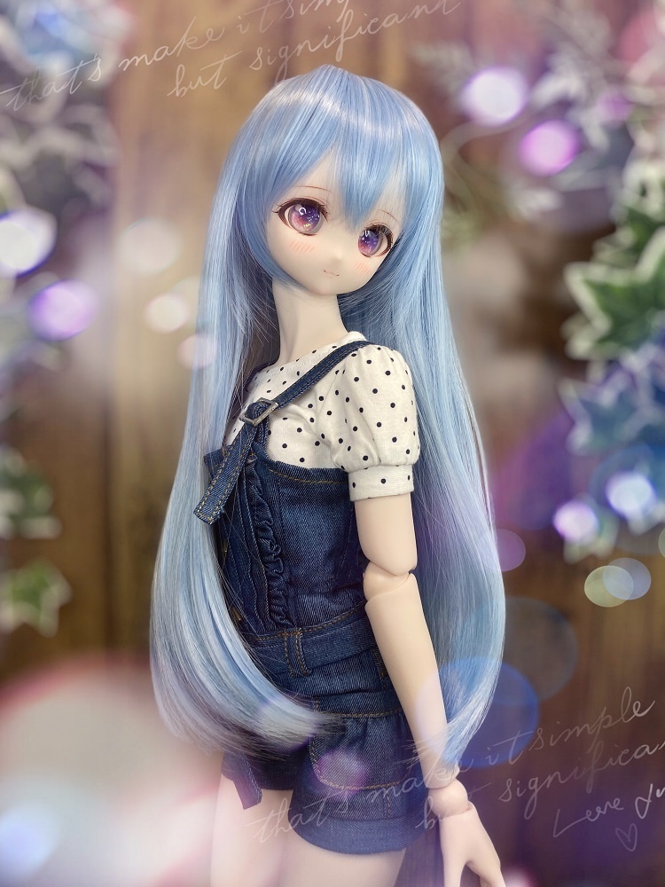 ドールウィッグ*ロングヘアー*スノーブルー*9～9.5インチ