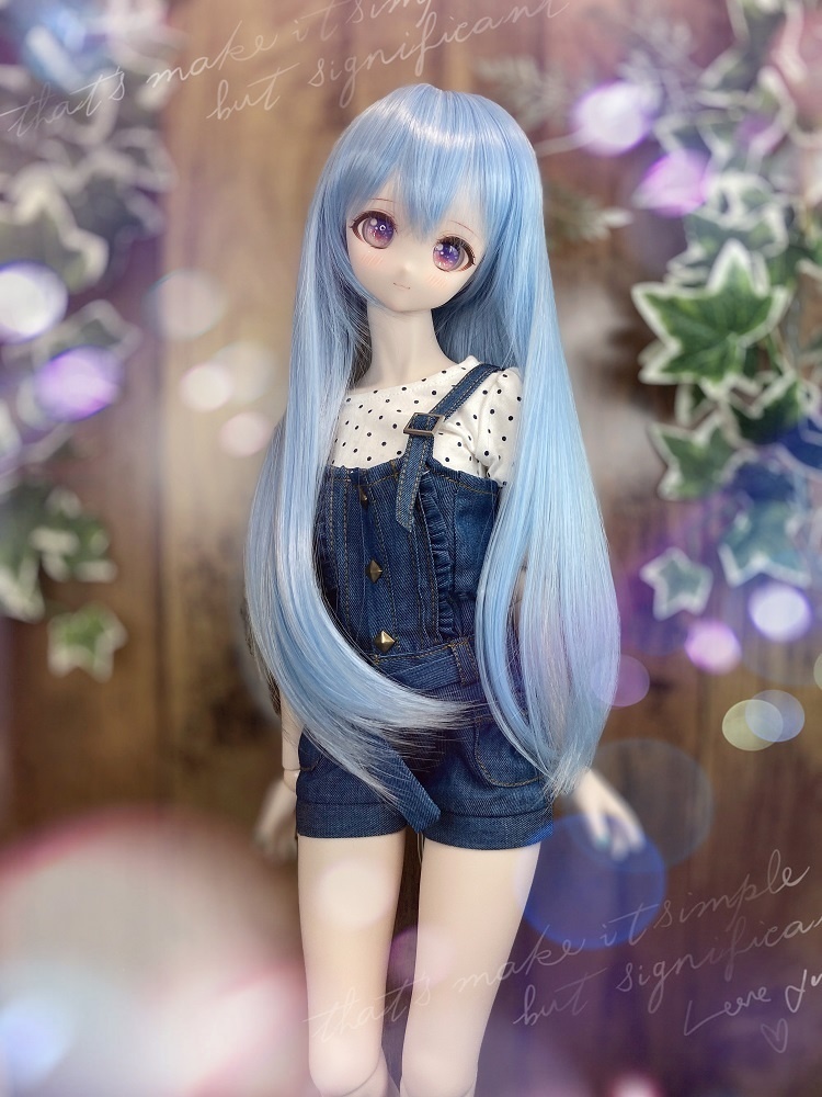 ドールウィッグ*ロングヘアー*スノーブルー*9～9.5インチ