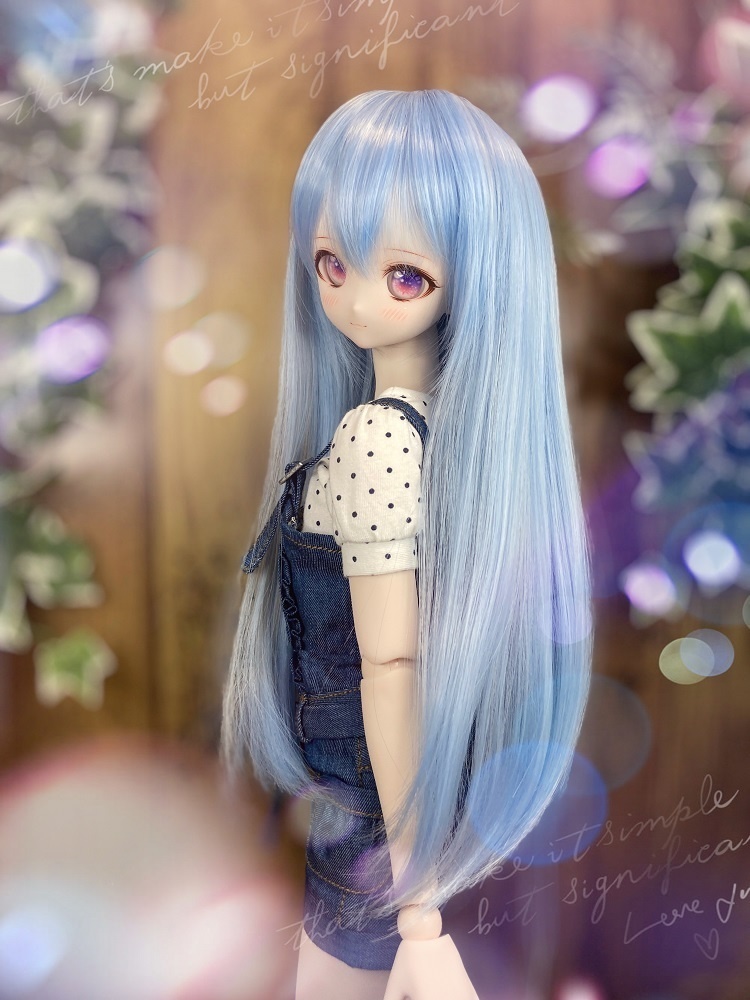ドールウィッグ*ロングヘアー*スノーブルー*9～9.5インチ