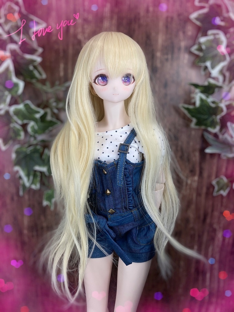 ドールウィッグ*エアリーロング*ミルキーゴールド*9～9.5インチ