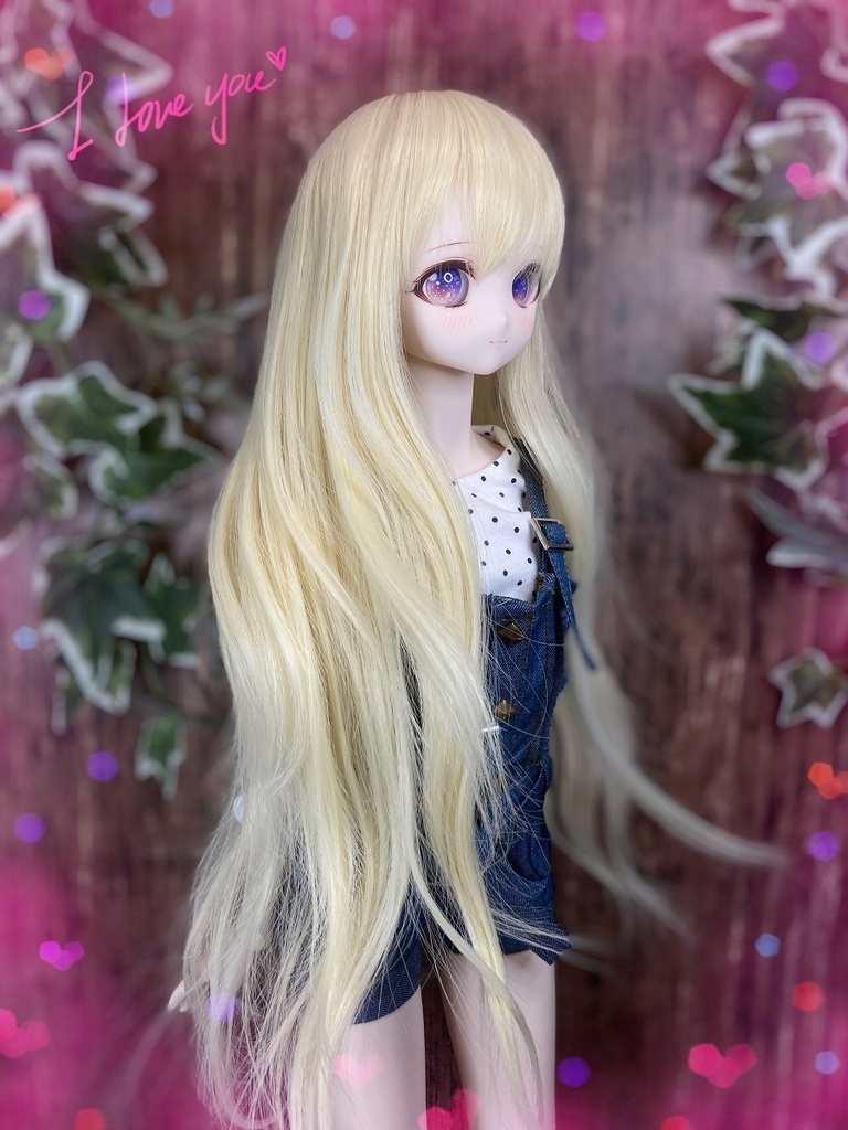 ドールウィッグ*エアリーロング*ミルキーゴールド*9～9.5インチ