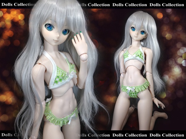 【２点セット】9～9.5インチ*ドールウィッグ＆水着*DD(S/M胸サイズ)