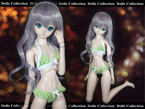 【２点セット】9～9.5インチ*ドールウィッグ＆水着*DD(S/M胸サイズ)