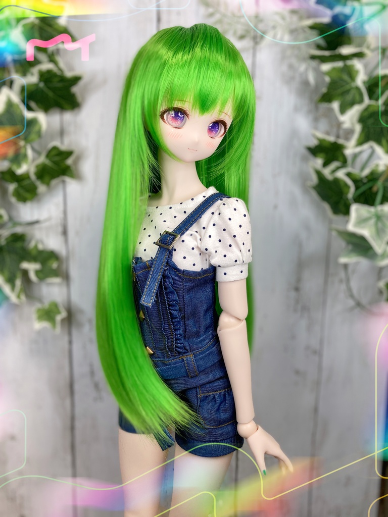 ドールウィッグ*ロングヘアー*ライムグリーン*9～9.5インチ