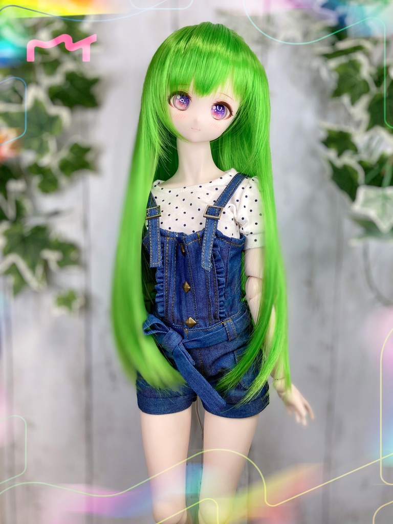 ドールウィッグ*ロングヘアー*ライムグリーン*9～9.5インチ