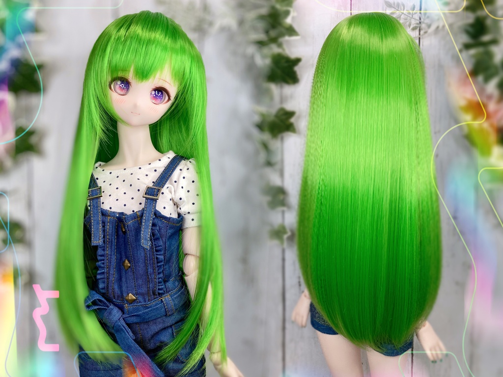 ライム出品 フリーナウィッグ ドールウィッグ*LH*ライムグリーン*9～9.5インチ - Dolls Collection