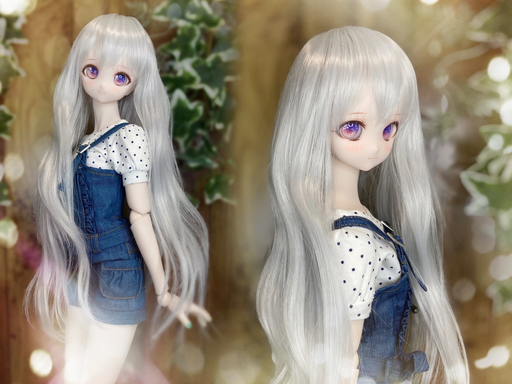 ドールウィッグ*エアリーロング*シルバーアッシュ*9～9.5インチ