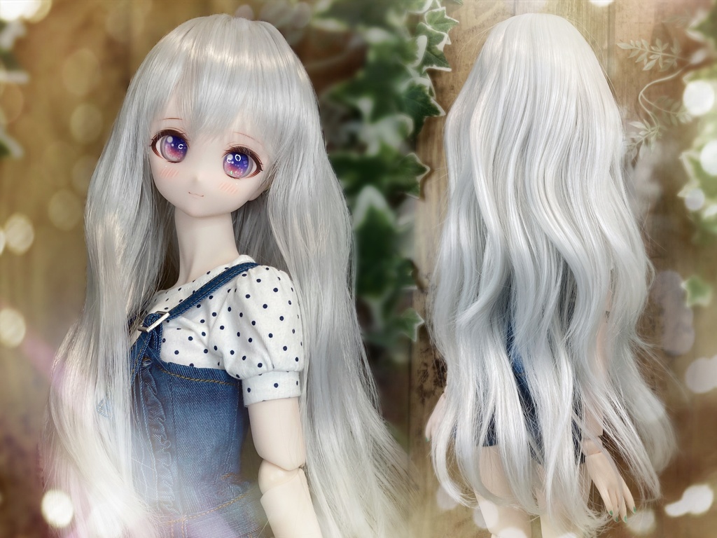 ドールウィッグ*エアリーロング*シルバーアッシュ*9～9.5インチ