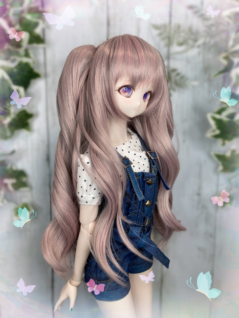ドールウィッグ＊プレミアムツインカール＊アンティークピンク＊9～9.5インチ