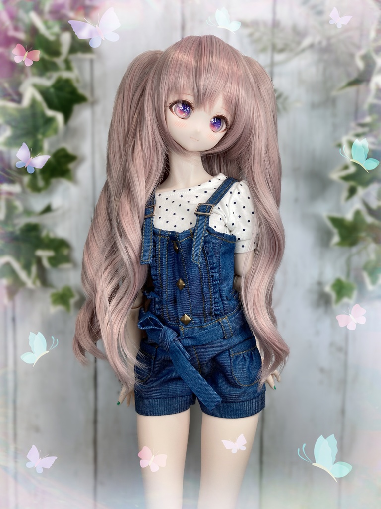 ドールウィッグ＊プレミアムツインカール＊アンティークピンク＊9～9.5インチ