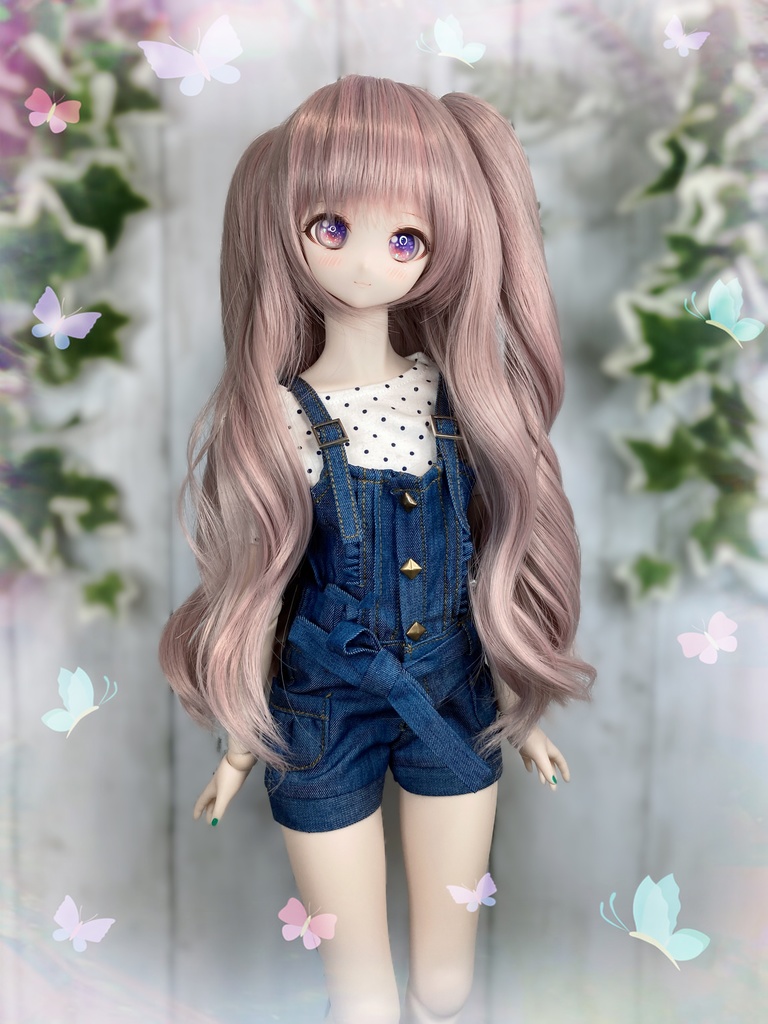 ドールウィッグ＊プレミアムツインカール＊アンティークピンク＊9～9.5インチ