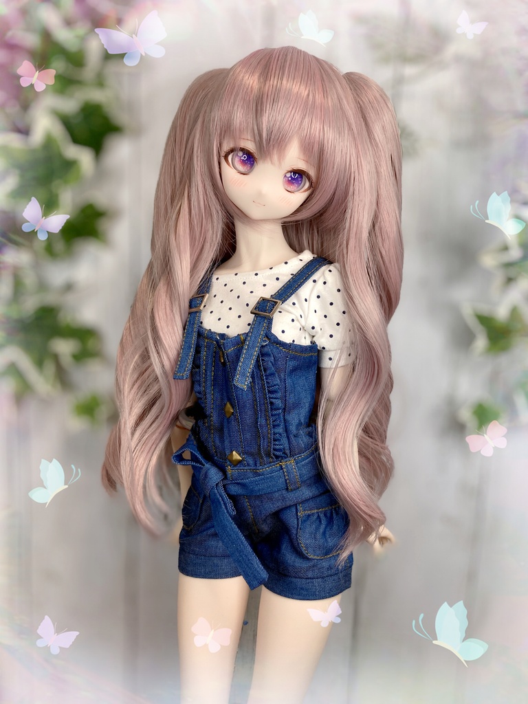 ドールウィッグ＊プレミアムツインカール＊アンティークピンク＊9～9.5インチ