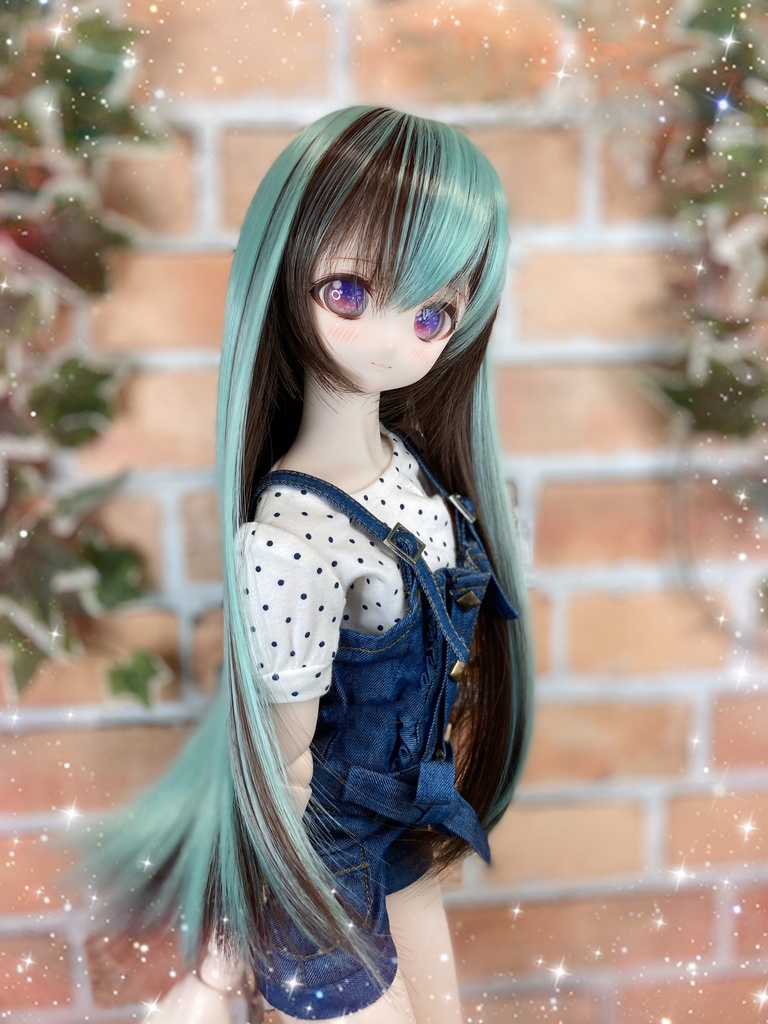 ドールウィッグ*ロングヘアー*チョコミント*9～9.5インチ