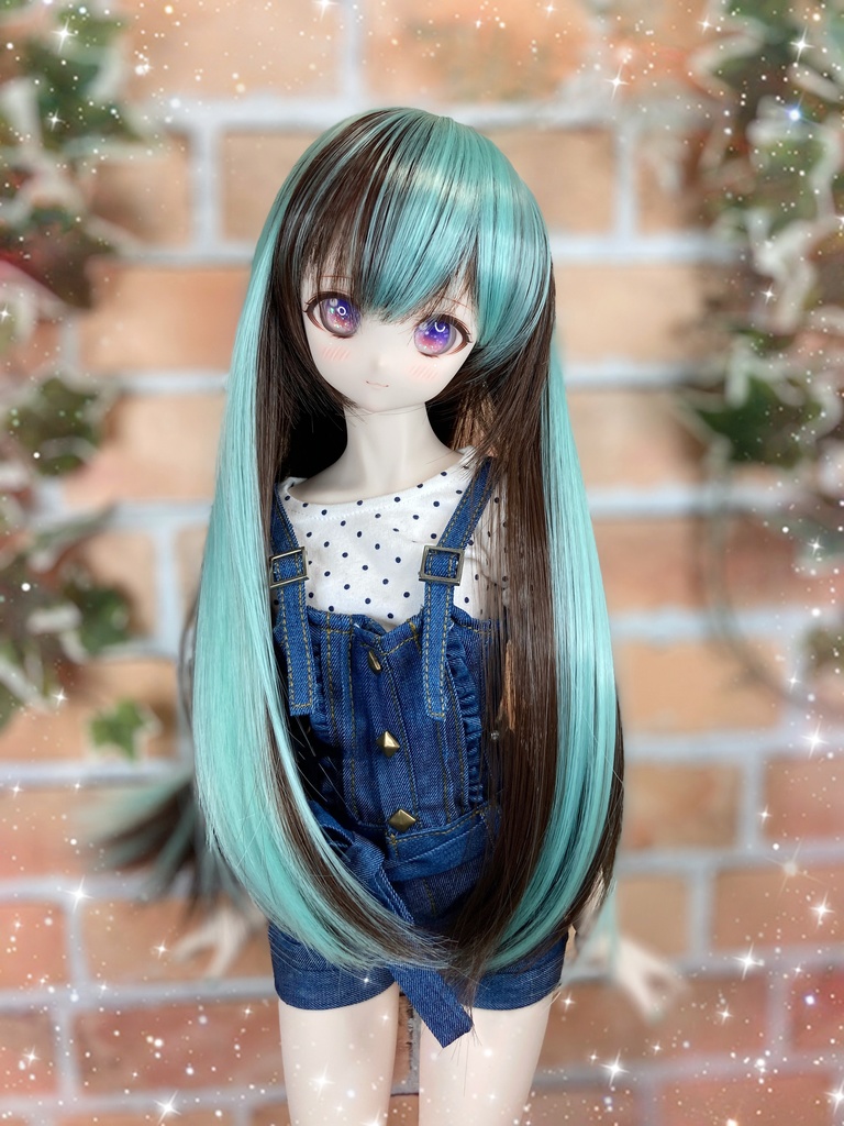 ドールウィッグ*ロングヘアー*チョコミント*9～9.5インチ