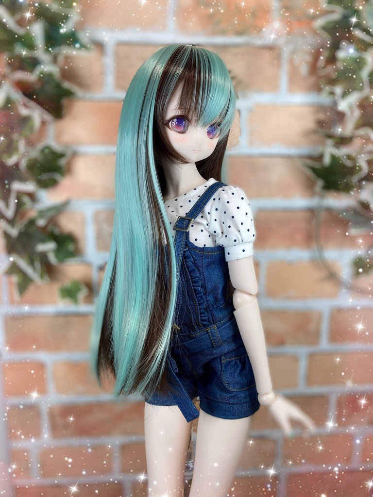 ドールウィッグ*ロングヘアー*チョコミント*9～9.5インチ