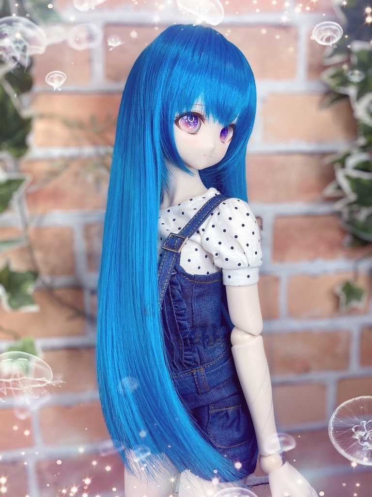 ドールウィッグ*ロングヘアー*ブルーオーシャン*9～9.5インチ