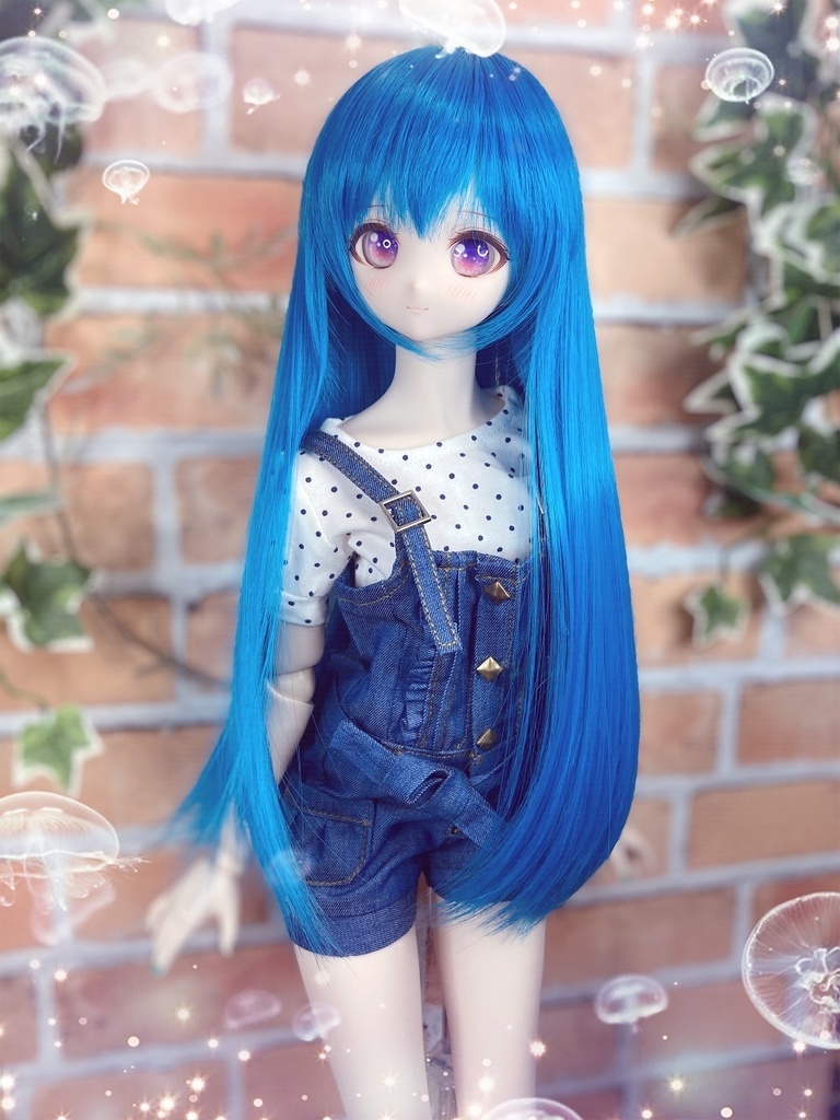 ドールウィッグ*ロングヘアー*ブルーオーシャン*9～9.5インチ