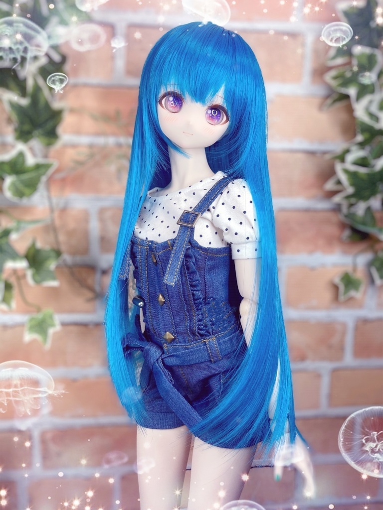 ドールウィッグ*ロングヘアー*ブルーオーシャン*9～9.5インチ