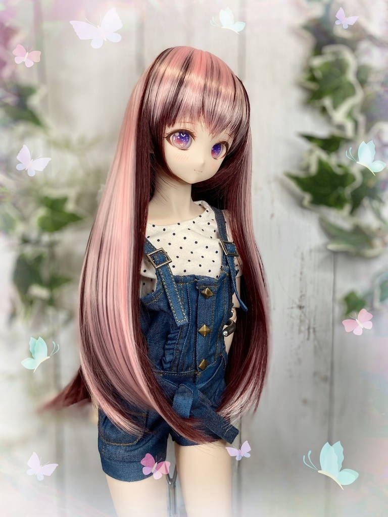 ドールウィッグ*ロングヘアー*ストロベリーチョコ*9～9.5インチ