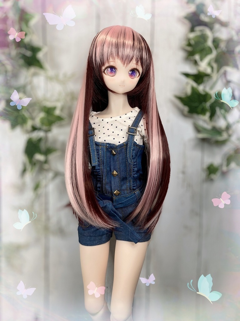 ドールウィッグ*ロングヘアー*ストロベリーチョコ*9～9.5インチ