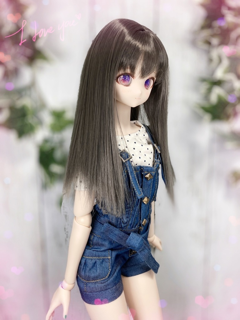 ドールウィッグ*クラシックロング*グレイッシュブラック*9～9.5インチ