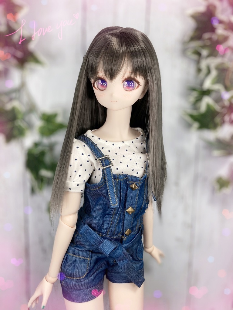 ドールウィッグ*クラシックロング*グレイッシュブラック*9～9.5インチ