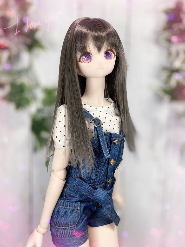 ドールウィッグ*クラシックロング*グレイッシュブラック*9～9.5インチ