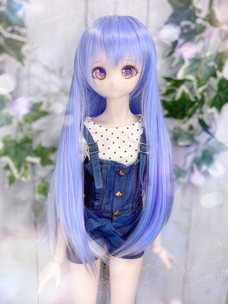 ドールウィッグ*ロングヘアー*あじさい色*9～9.5インチ