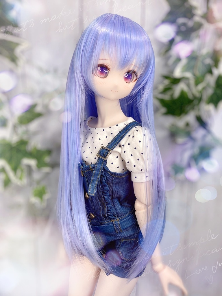 ドールウィッグ*ロングヘアー*あじさい色*9～9.5インチ