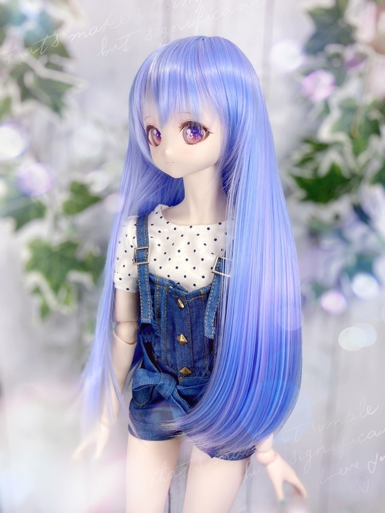 ドールウィッグ*ロングヘアー*あじさい色*9～9.5インチ