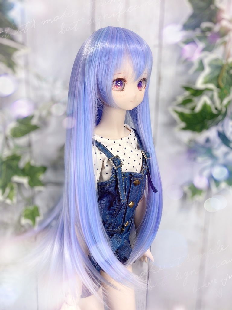 ドールウィッグ*ロングヘアー*あじさい色*9～9.5インチ