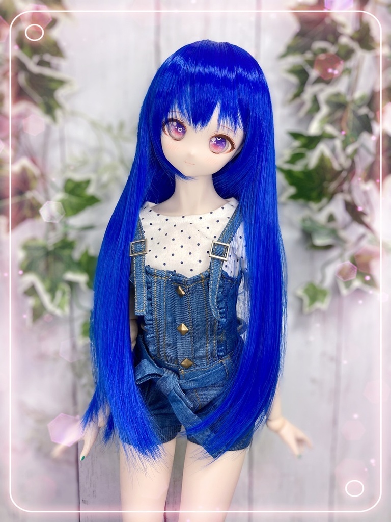 ドールウィッグ*ロングヘアー*ディープブルー*9～9.5インチ