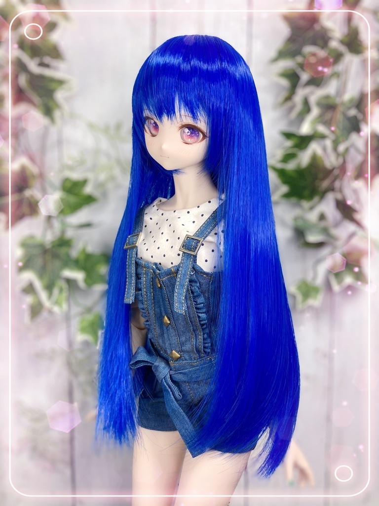 ドールウィッグ*ロングヘアー*ディープブルー*9～9.5インチ
