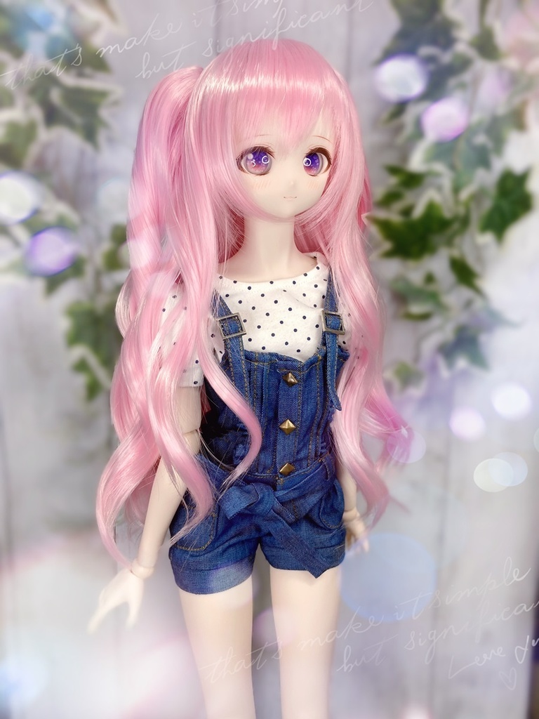 ドールウィッグ*プレミアムツインカール*コットンキャンディーピンク*9～9.5インチ