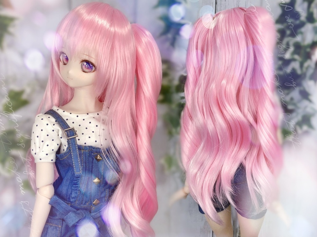 ドールウィッグ*プレミアムツインカール*コットンキャンディーピンク*9～9.5インチ