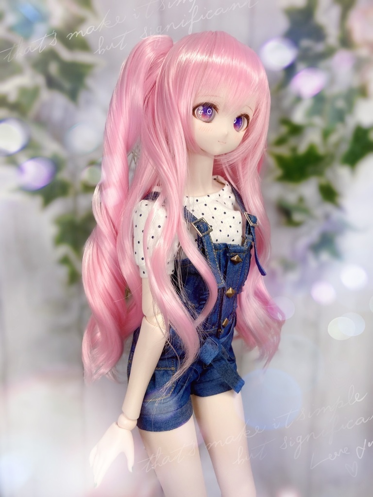 ドールウィッグ*プレミアムツインカール*コットンキャンディーピンク*9～9.5インチ