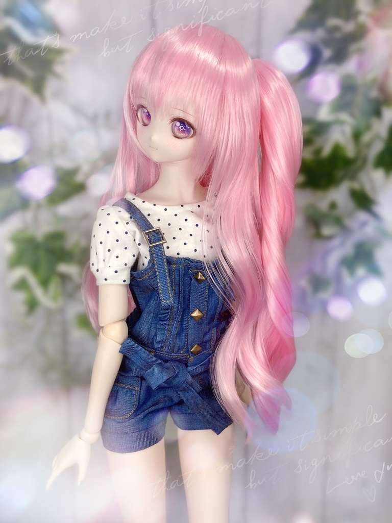 ドールウィッグ*プレミアムツインカール*コットンキャンディーピンク*9～9.5インチ