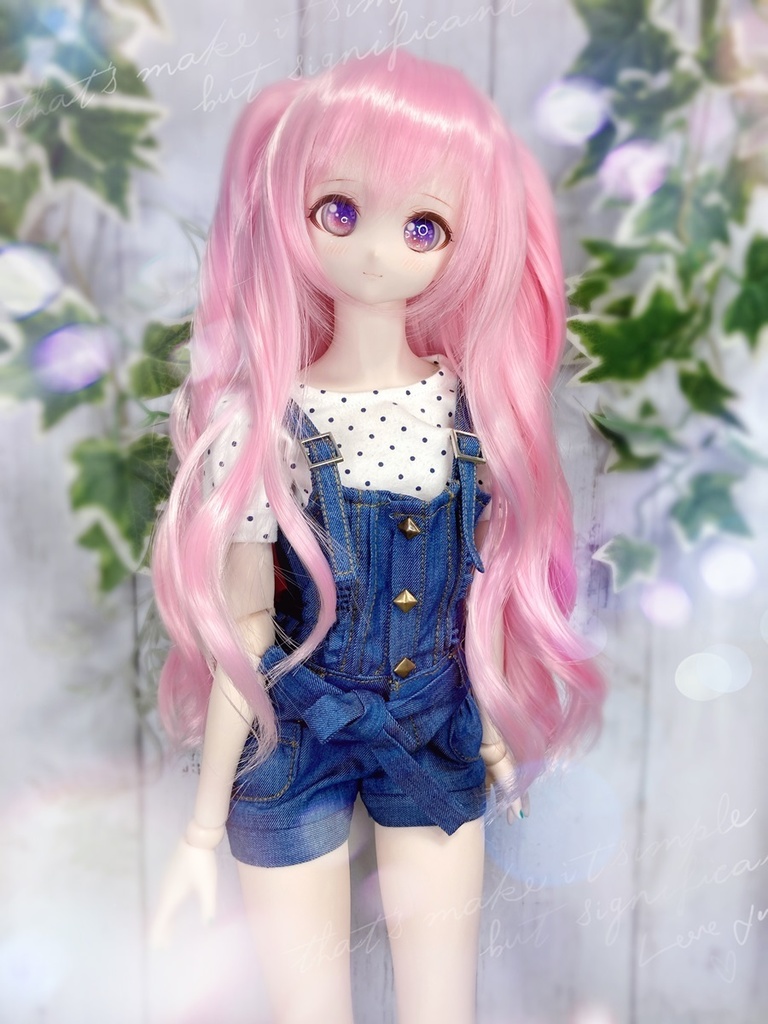 ドールウィッグ*プレミアムツインカール*コットンキャンディーピンク*9～9.5インチ
