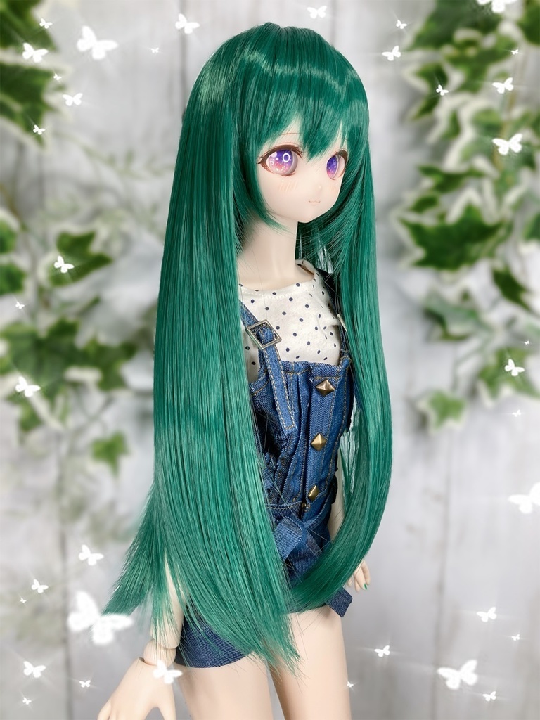 ドールウィッグ*ロングヘアー*フォレストグリーン*9～9.5インチ
