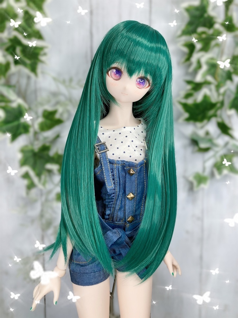 ドールウィッグ*ロングヘアー*フォレストグリーン*9～9.5インチ