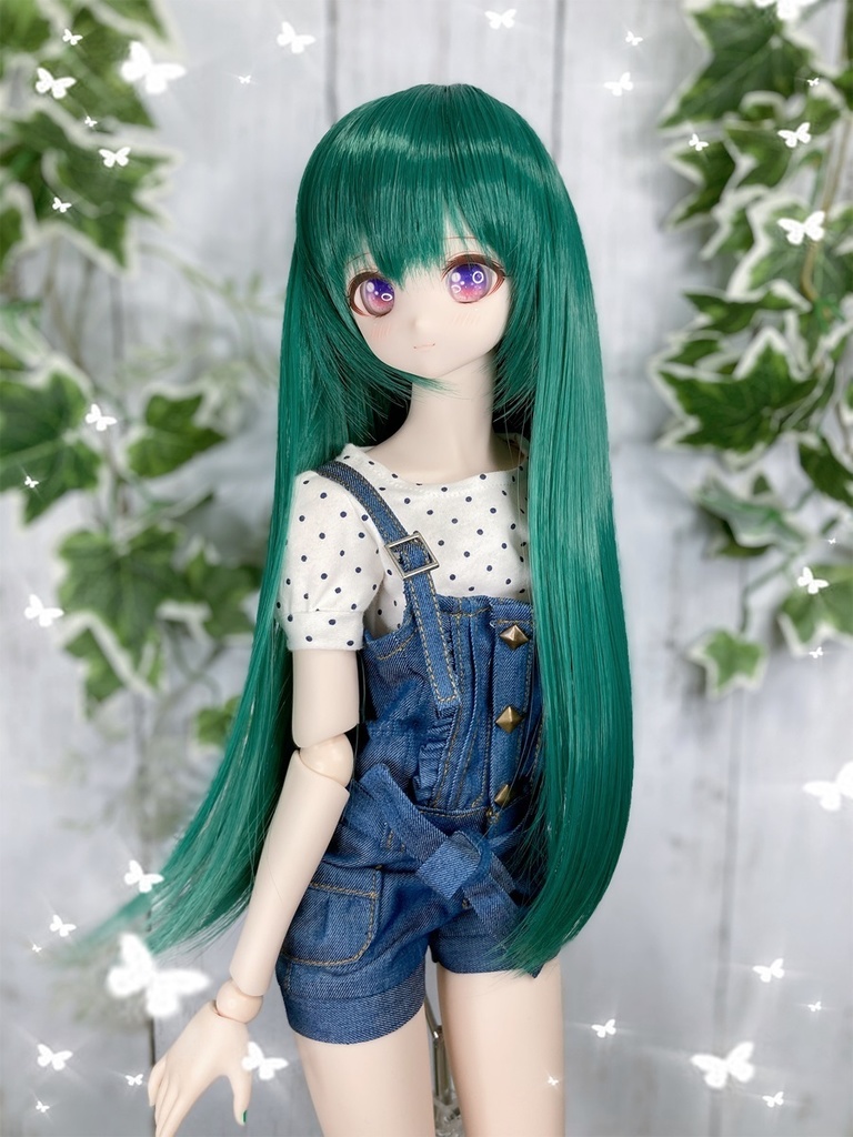 ドールウィッグ*ロングヘアー*フォレストグリーン*9～9.5インチ