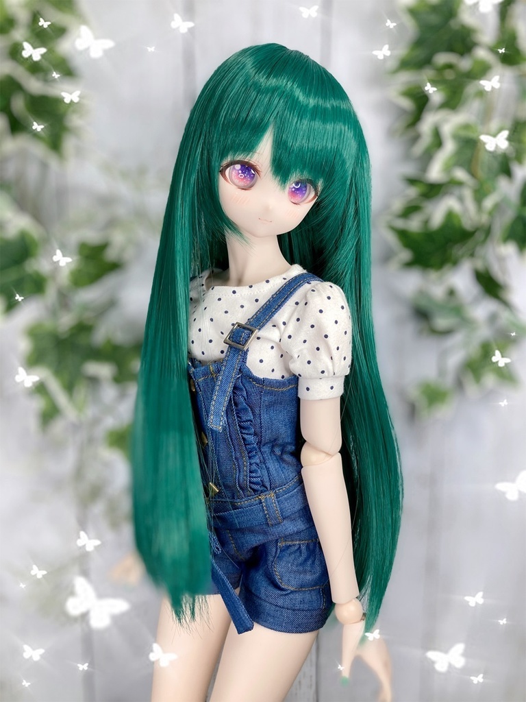 ドールウィッグ*ロングヘアー*フォレストグリーン*9～9.5インチ