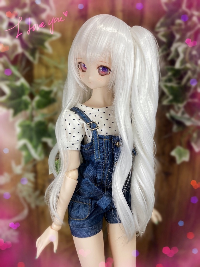 ドールウィッグ*プレミアムツインカール*ホワイト*9～9.5インチ