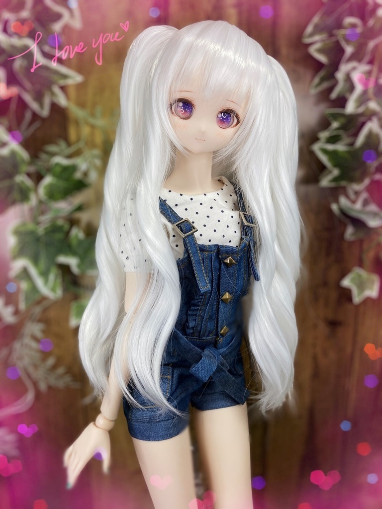 ドールウィッグ*プレミアムツインカール*ホワイト*9～9.5インチ