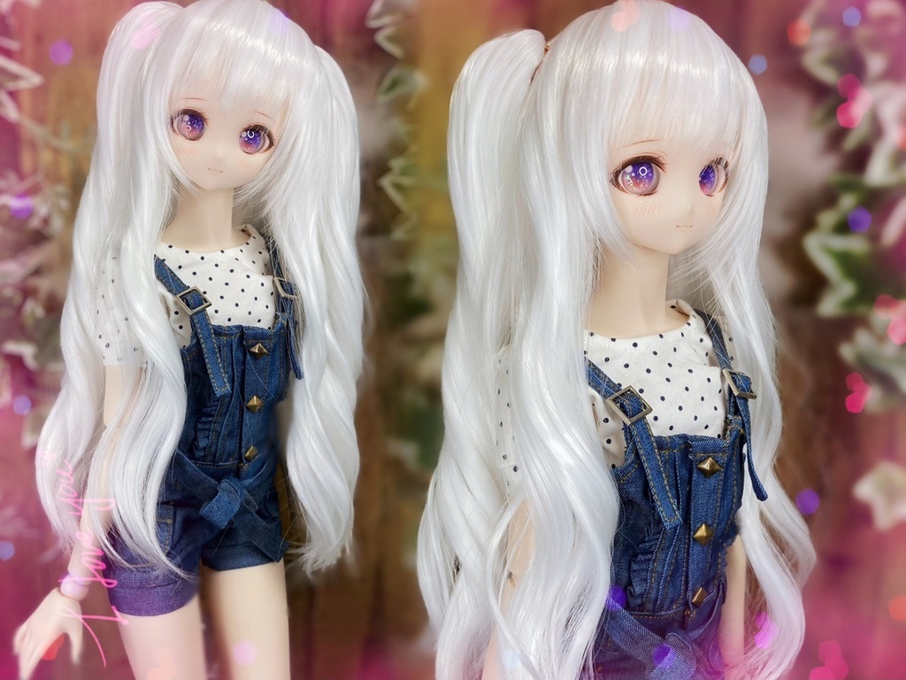 ドールウィッグ*プレミアムツインカール*ホワイト*9～9.5インチ